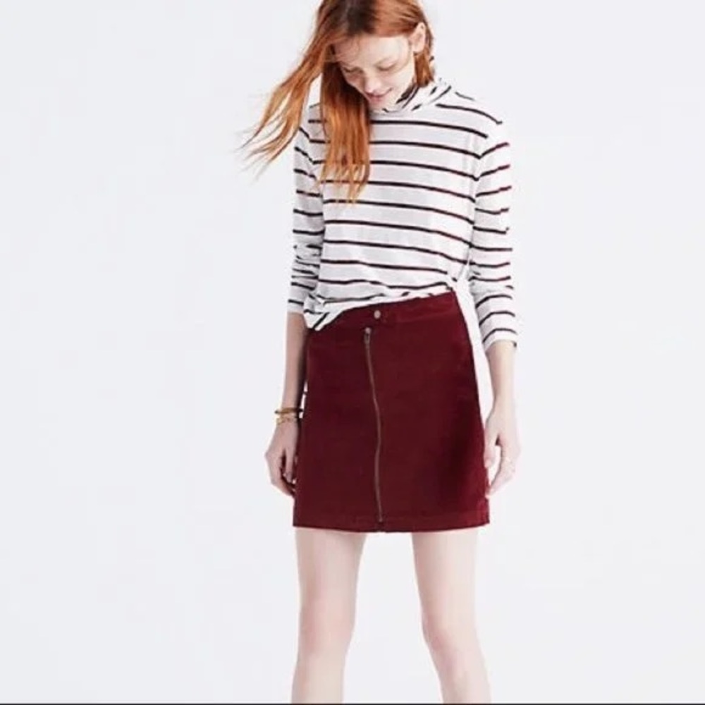 Burgundy corduroy velvet skirt